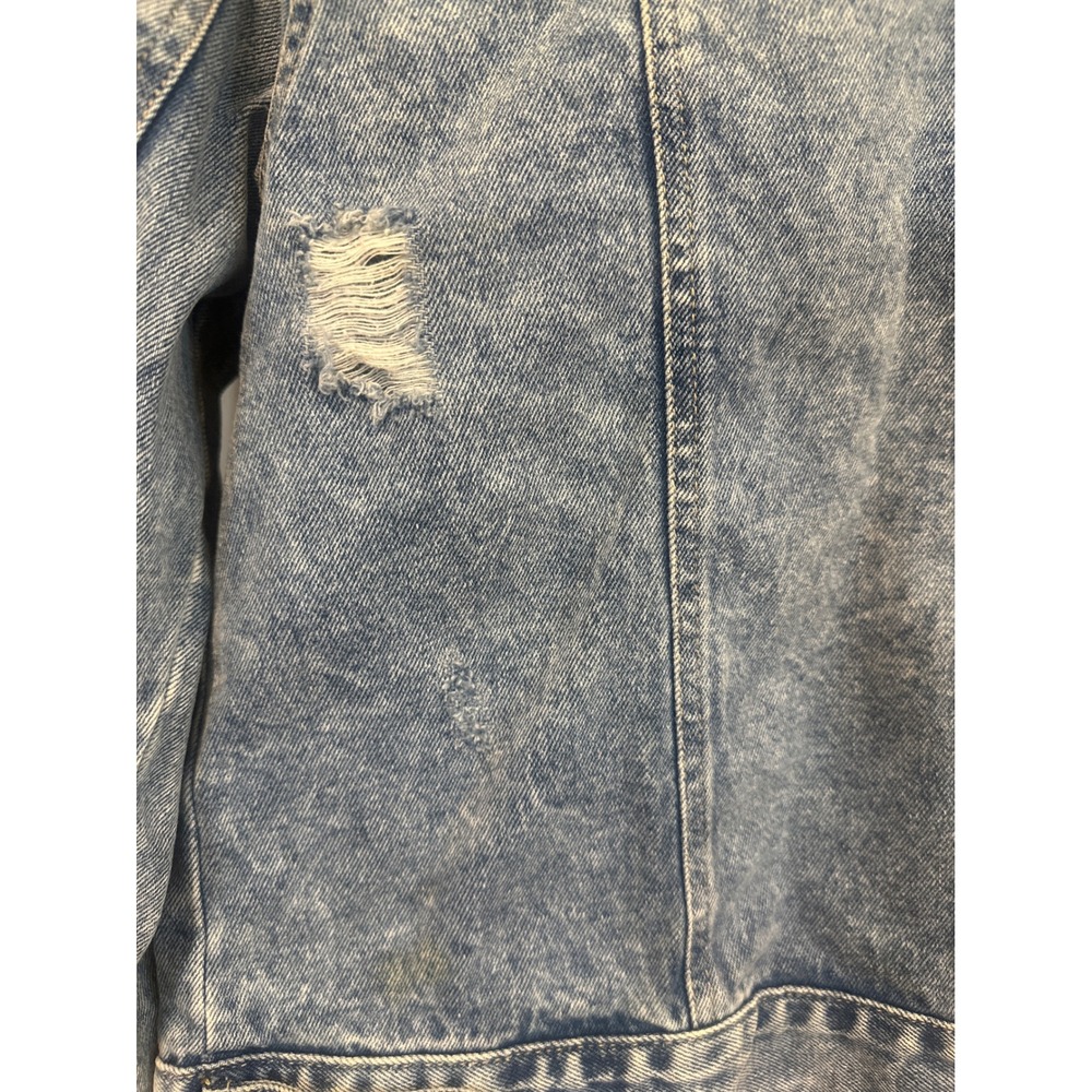 Alivia Ford Womens Distressed Acid Wash Denim boho Jacket Blue Size Medium read - Picture 6 of 10